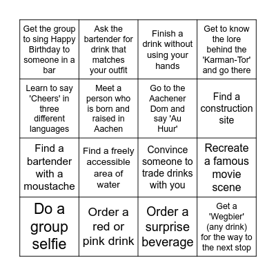 FS BAU PUB CRAWL Bingo Card