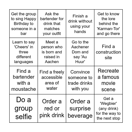 FS BAU PUB CRAWL Bingo Card