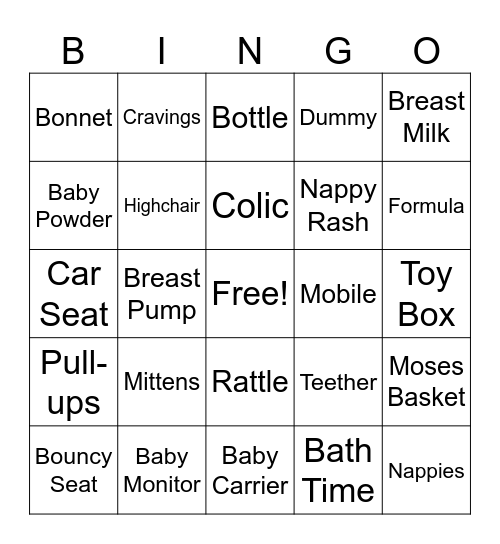 baby Bingo Card