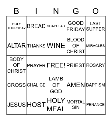 BIBLE BINGO Card