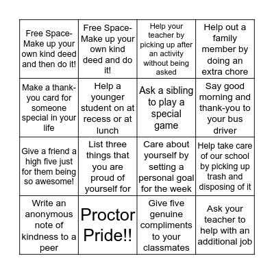 November/December Challenge Bingo Card