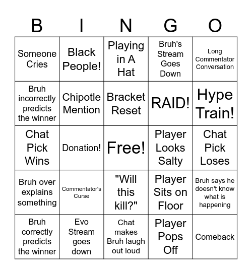 EVO 2025 Bingo Card Bingo Card