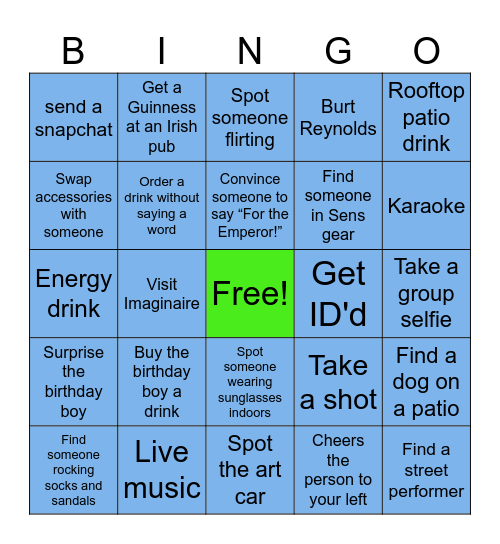 Jake's Jackpot Bingo Card