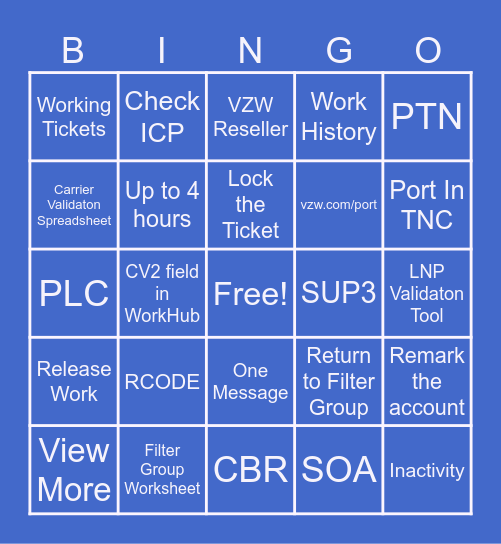 Ticket Sequencing Bingo Card