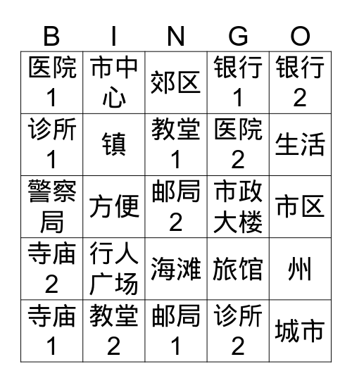 3-2 part 2 locations Bingo Card