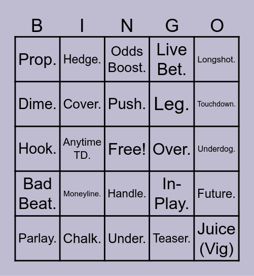 Sports Lingo Bingo Card