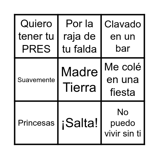 Bingo Las Escuelas Bingo Card