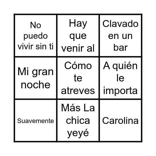 Bingo Las Escuelas Bingo Card