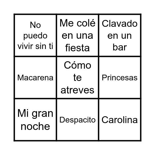 Bingo Las Escuelas Bingo Card