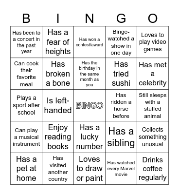 Ice-Breaker Bingo Card