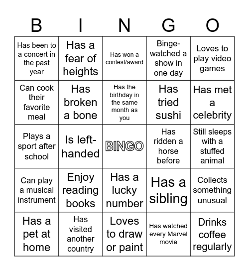 Ice-Breaker Bingo Card