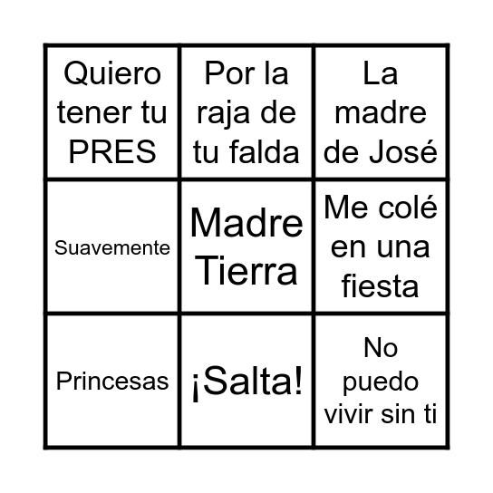 Bingo Las Escuelas Bingo Card