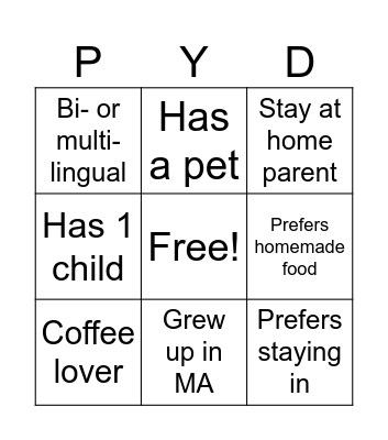 Get To Know You Bingo Card