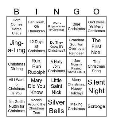 Christmas Singo Bingo Card