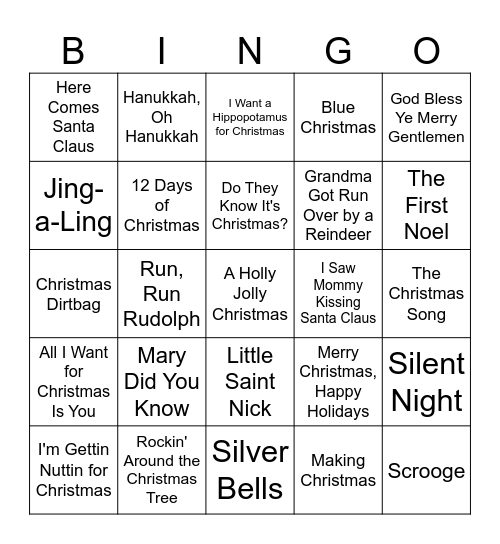 Christmas Singo Bingo Card