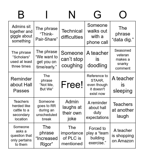 PROFESSIONAL DEVELOPMENT Bingo Card