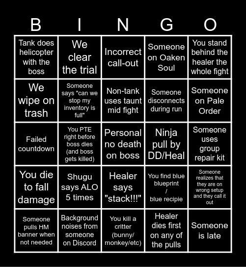 ESO 4 Dodos Bingo Card
