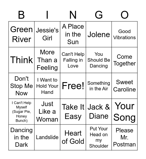 Music Bingo Card