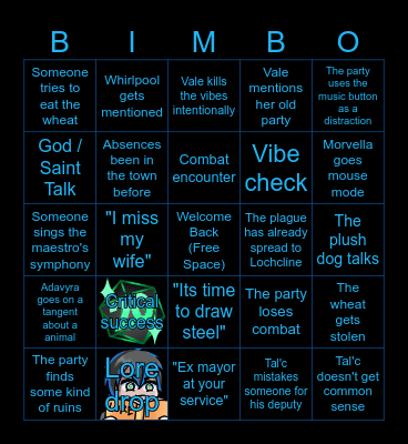 Rising Tide ep.2 Bingo Card