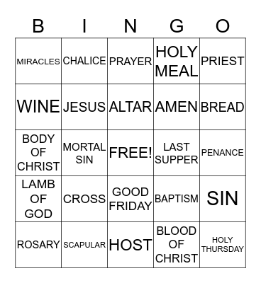 BIBLE BINGO Card