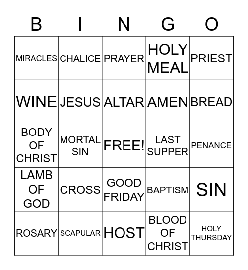 BIBLE BINGO Card