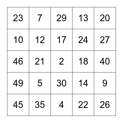 Barbara's Party Bingo Card