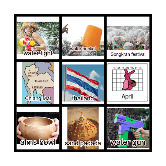 Songkran Festival Bingo Card