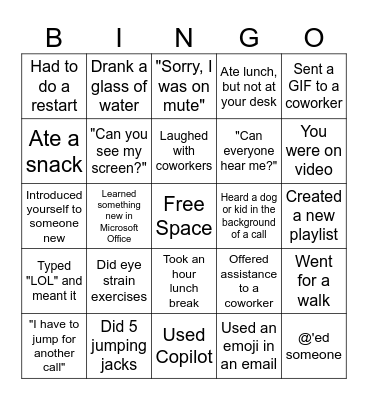 NAM Bingo Card