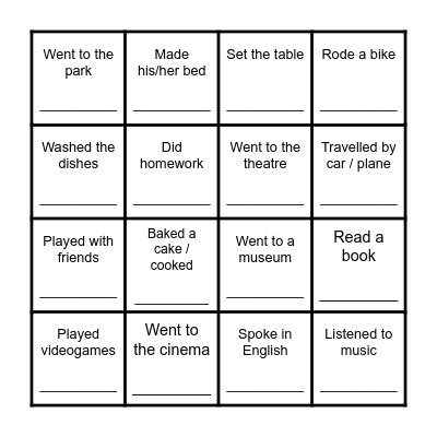 Winter break - Bingo! Bingo Card
