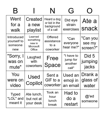 NAM Bingo Card
