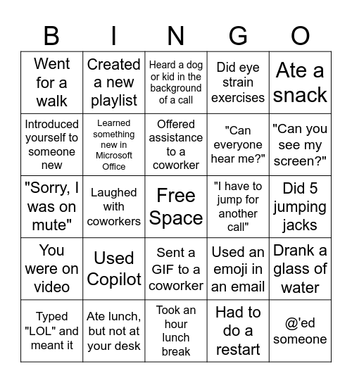 NAM Bingo Card