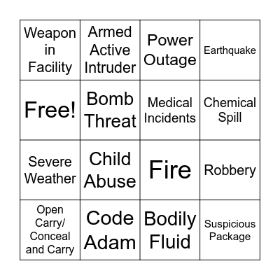 Longview Safety Training Bingo Card