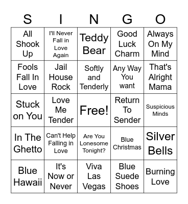 ELVIS Bingo Card