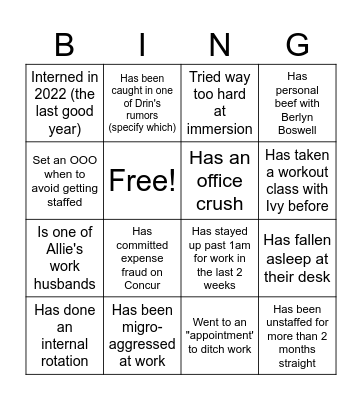 2025 Associate Progressive Bingo Card
