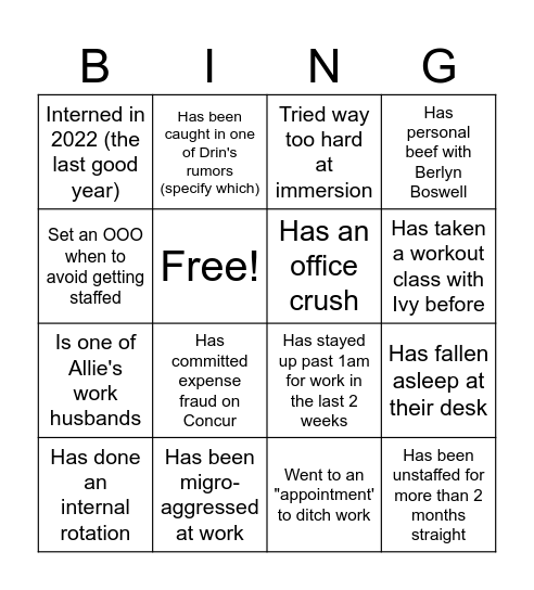 2025 Associate Progressive Bingo Card