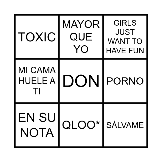 Bingo Musical Bingo Card