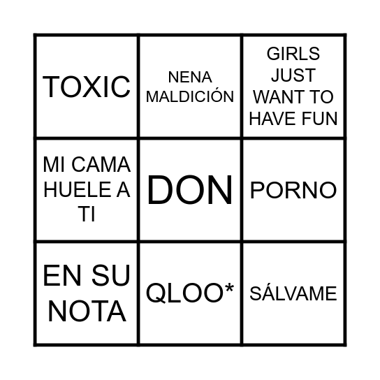 BINGO MUSICAL Bingo Card