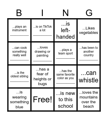 Walk and talk Bingo Card