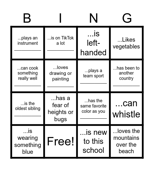 Walk and talk Bingo Card