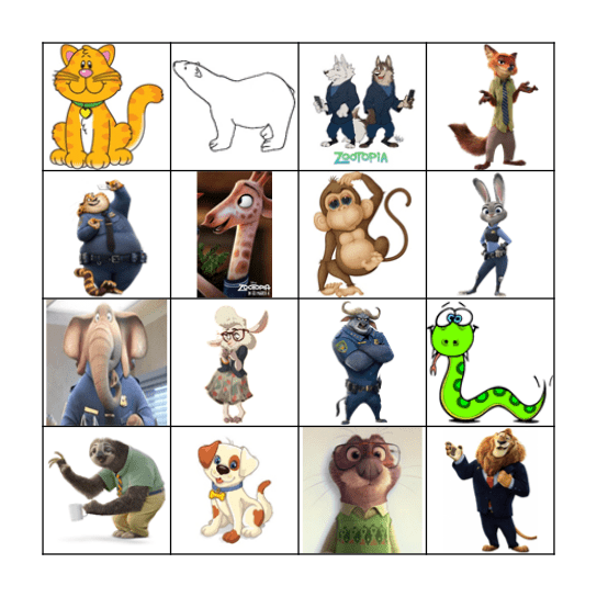 Animal Cracker Bingo Card