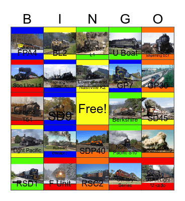 Rail U.S.A. Museums & Trips Central States Bingo Card
