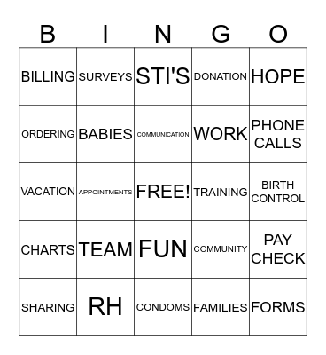 Team Bingo Card