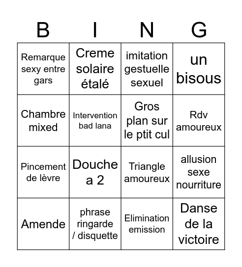 Séduction haute tension Bingo Card