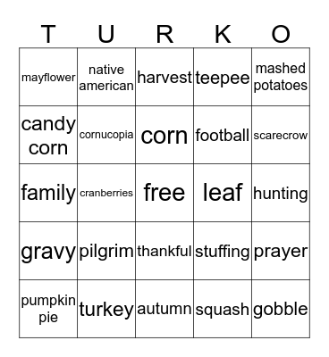 TURK-O Bingo Card