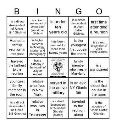 *BINGO* 51st Annual GFAM Reunion *BINGO* Bingo Card