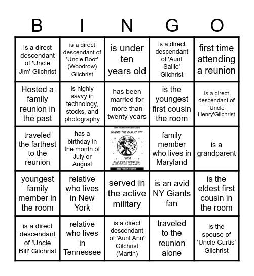 *BINGO* 51st Annual GFAM Reunion *BINGO* Bingo Card