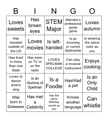 Spelman BINGO Card
