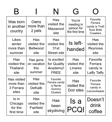 Find Someone Who... Bingo Card