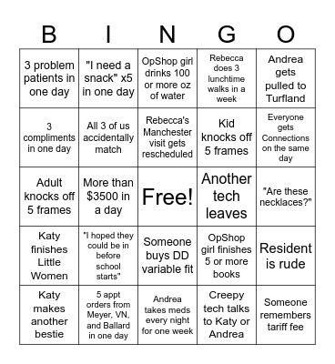 August 2025 Bingo Card