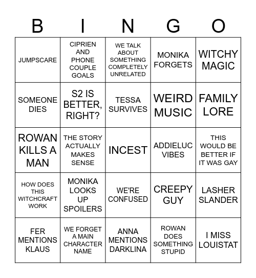 THE WATCHPARTY Bingo Card